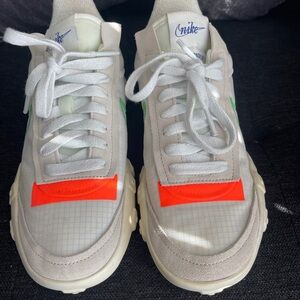 Nike White and Neon Orange Sneakers